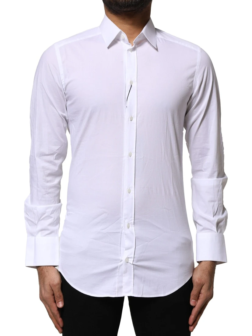 White Cotton GOLD Long Sleeves Dress Shirt