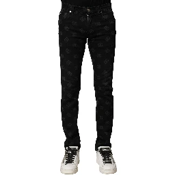 Black Cotton DG Logo Skinny Men Denim Jeans