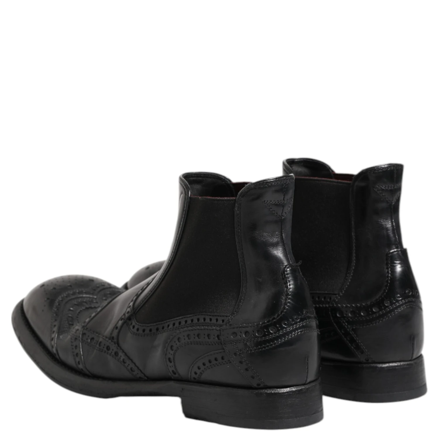 Black Leather Ankle Boots Slip On Shoes