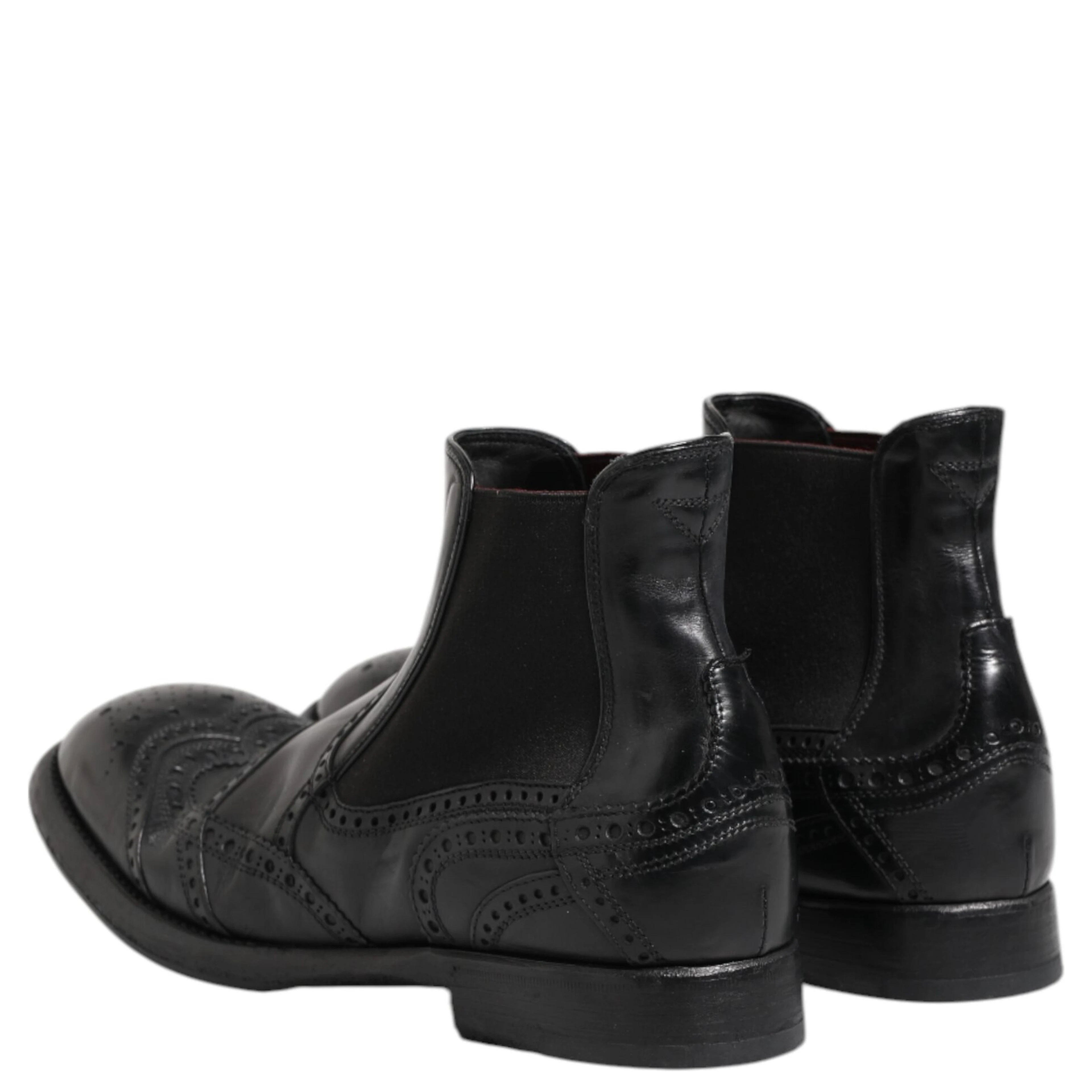 Black Leather Ankle Boots Slip On Shoes