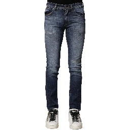 Blue Washed Cotton Slim Fit Men Denim Jeans