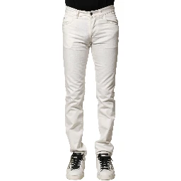 White Cotton Skinny Men Denim Jeans