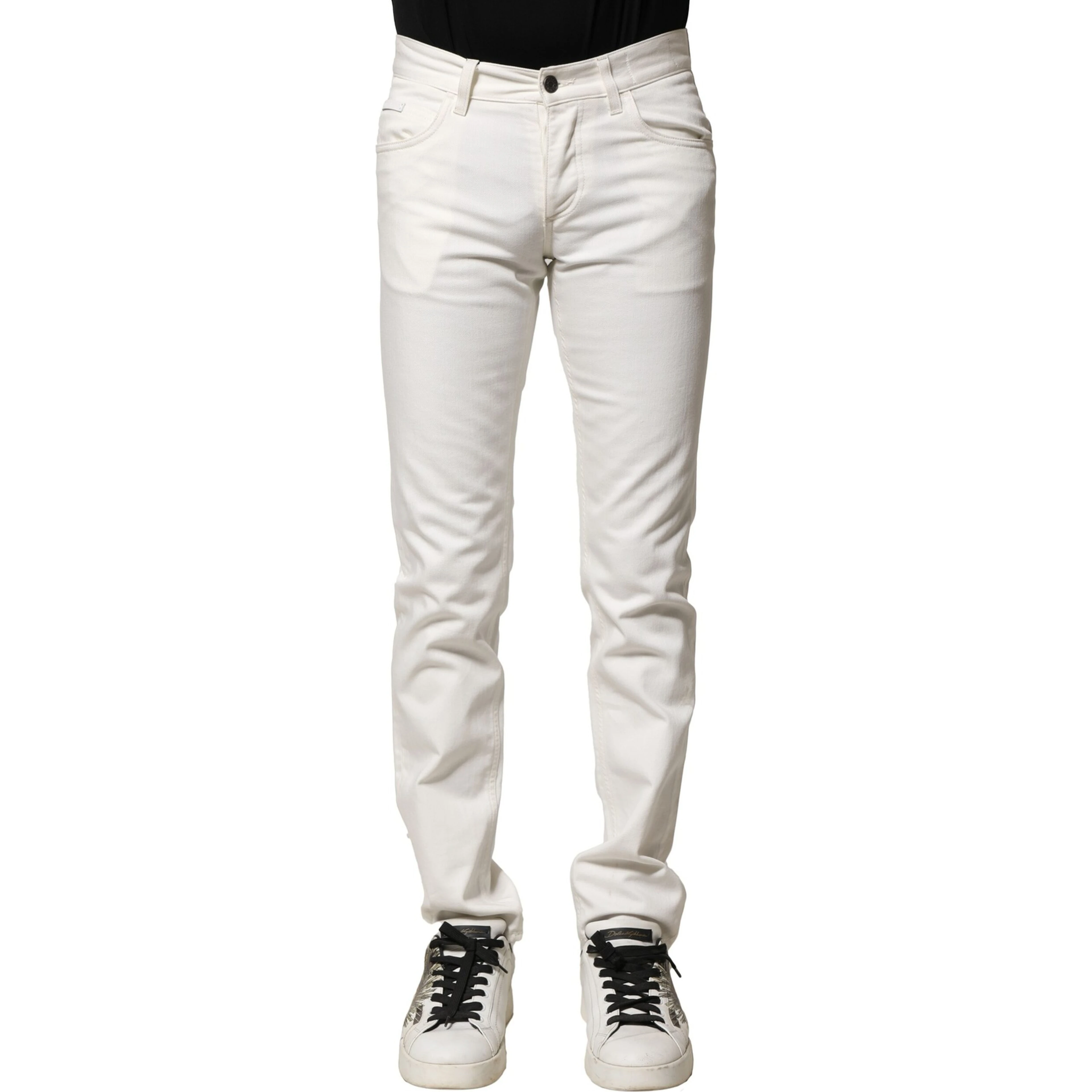White Cotton Skinny Men Denim Jeans