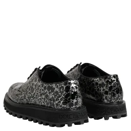 Black White Calfskin Chunky Derby Shoes
