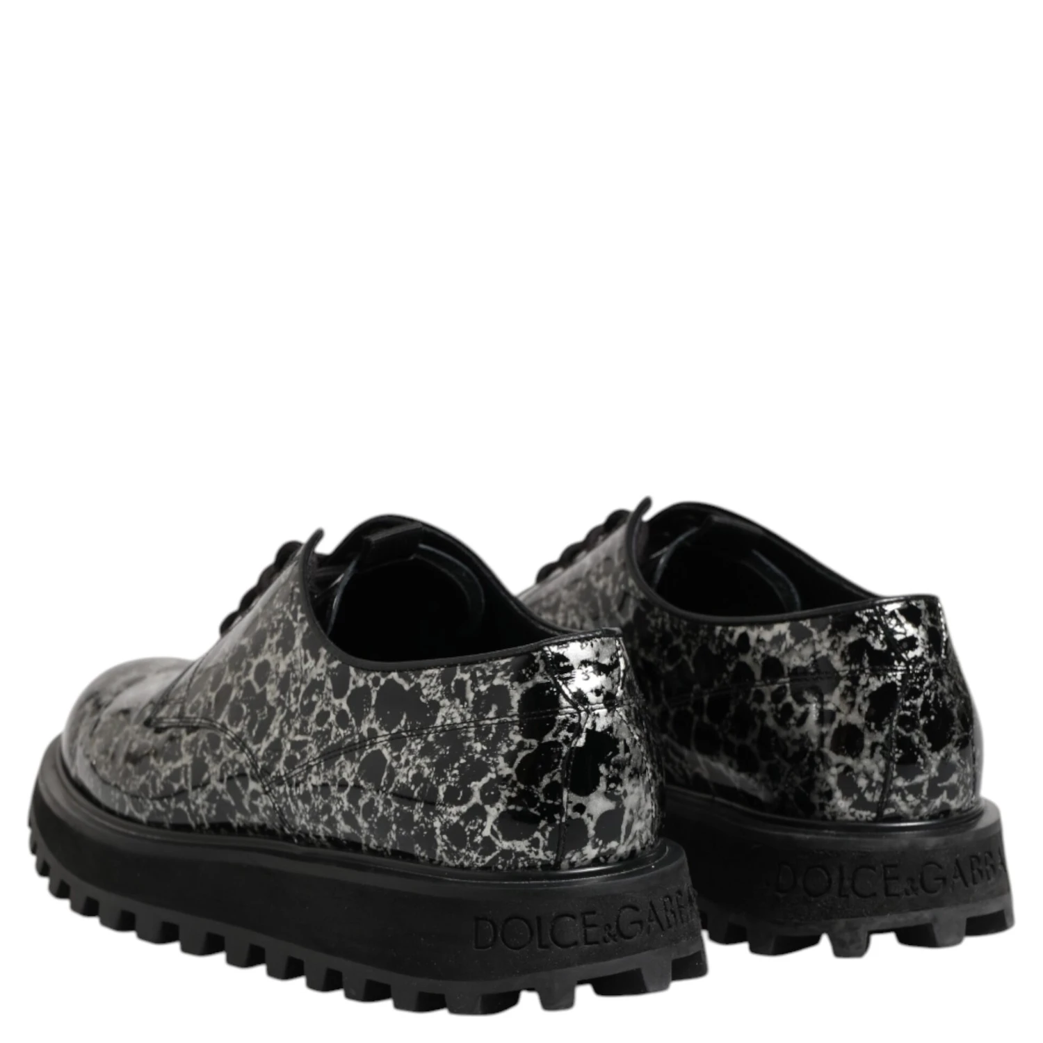 Black White Calfskin Chunky Derby Shoes