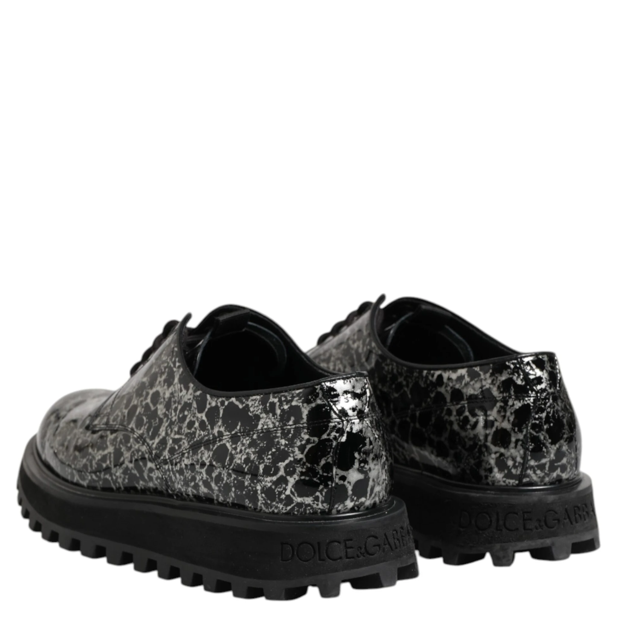 Black White Calfskin Chunky Derby Shoes