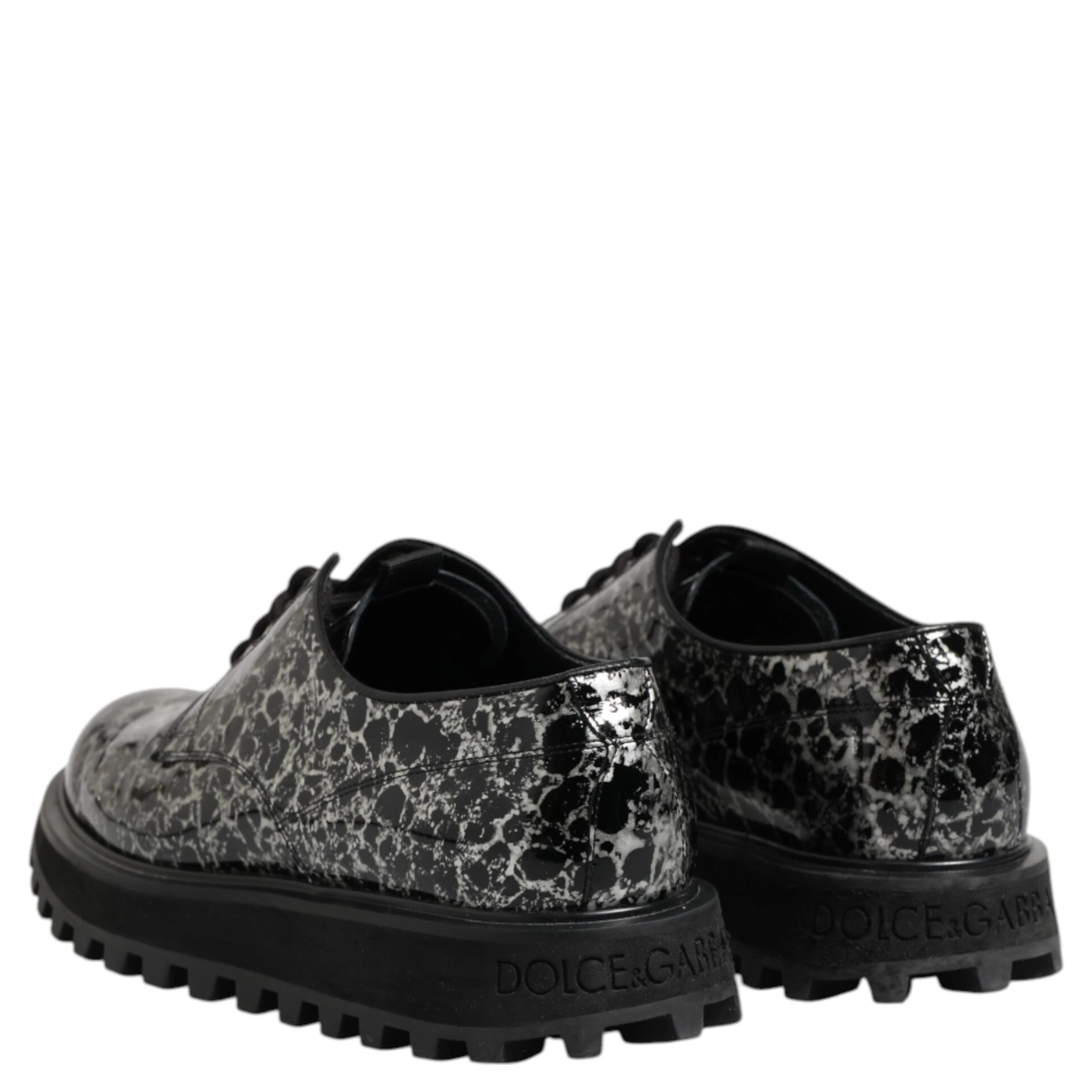 Black White Calfskin Chunky Derby Shoes