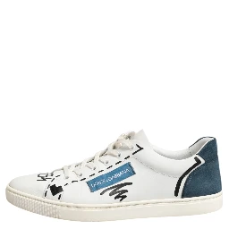 White Leather Printed Low Top Sneakers Shoes