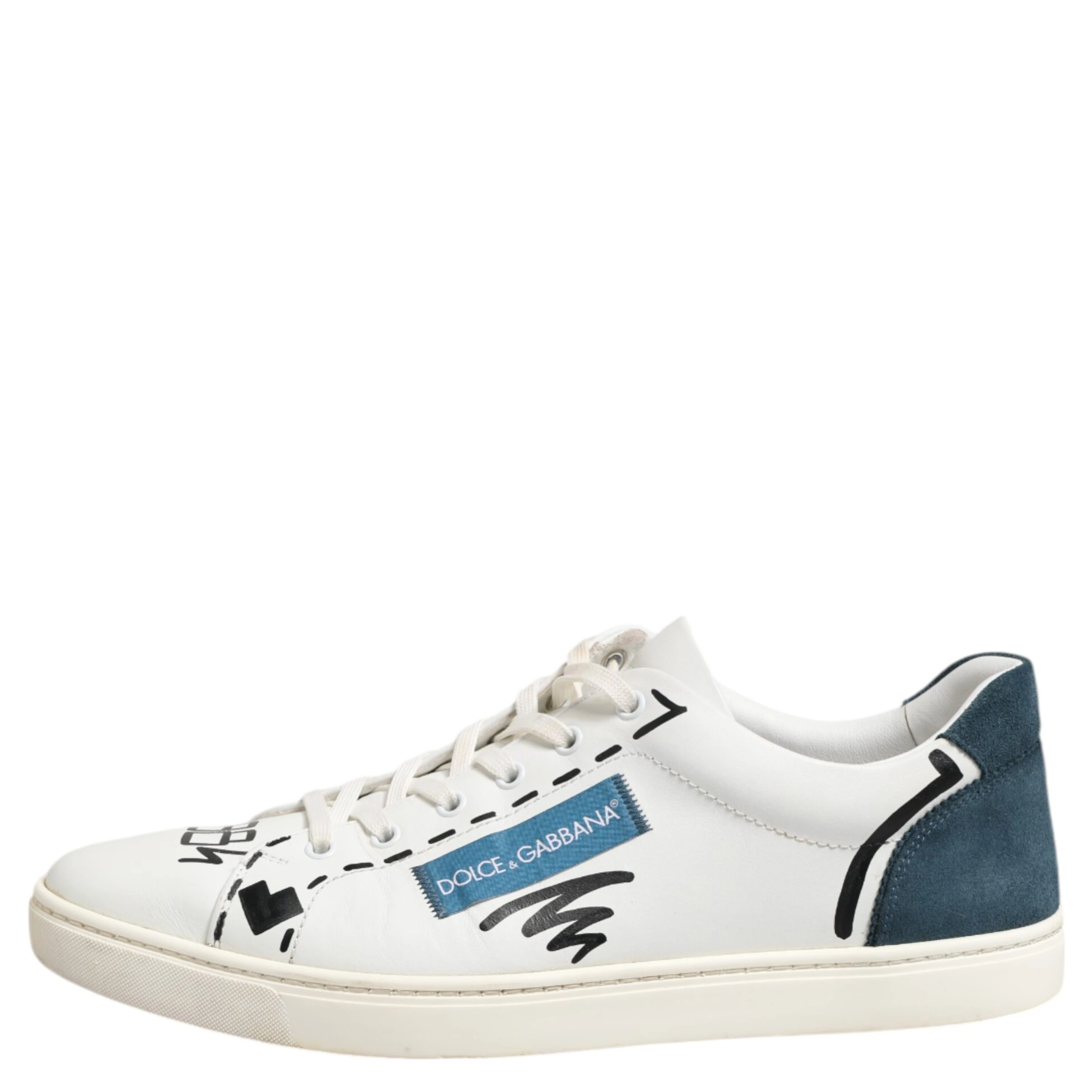 White Leather Printed Low Top Sneakers Shoes