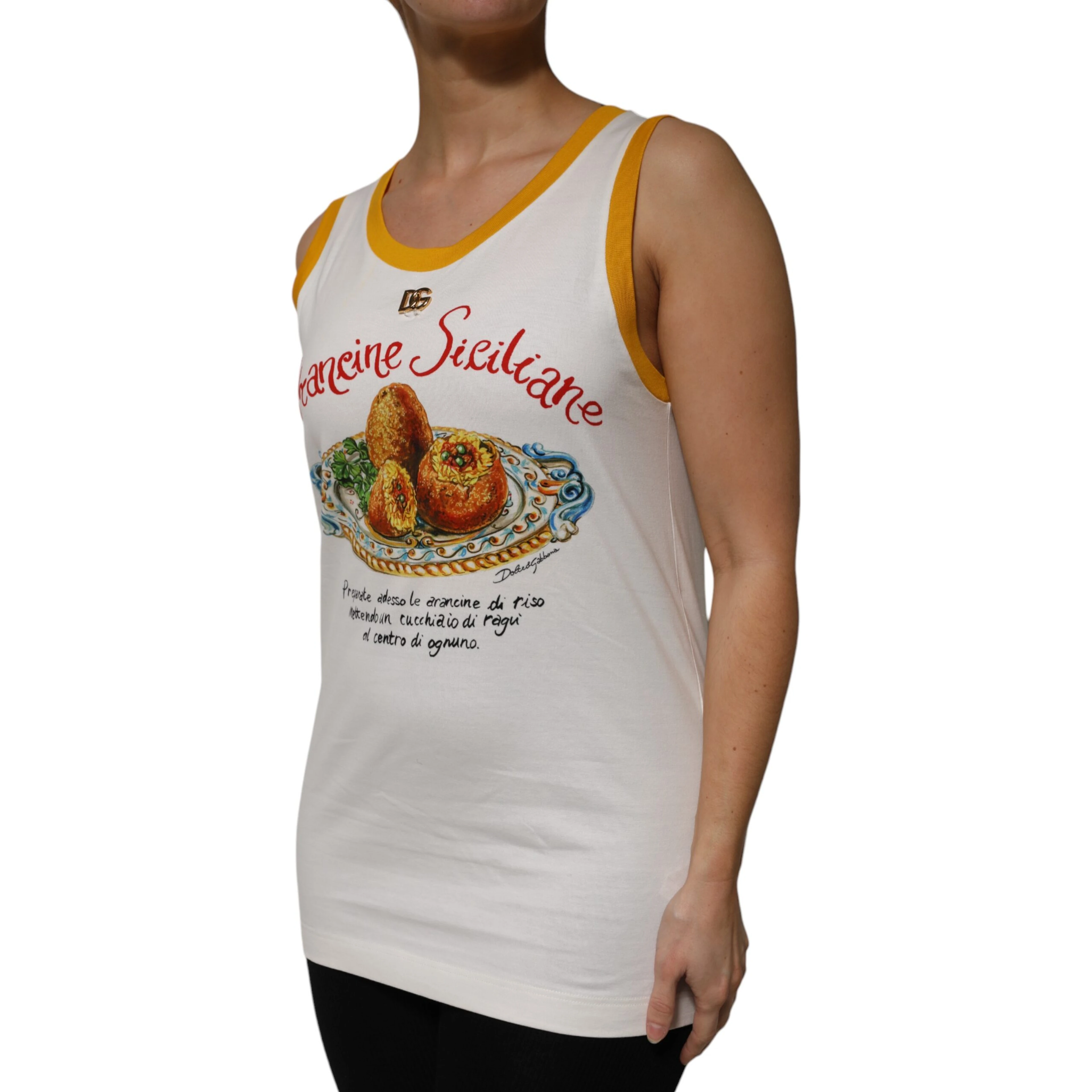White Araneine Siciliane Sleeveless Tank Top