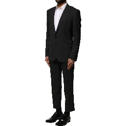 Black Wool 2 Piece Single Breasted Suit