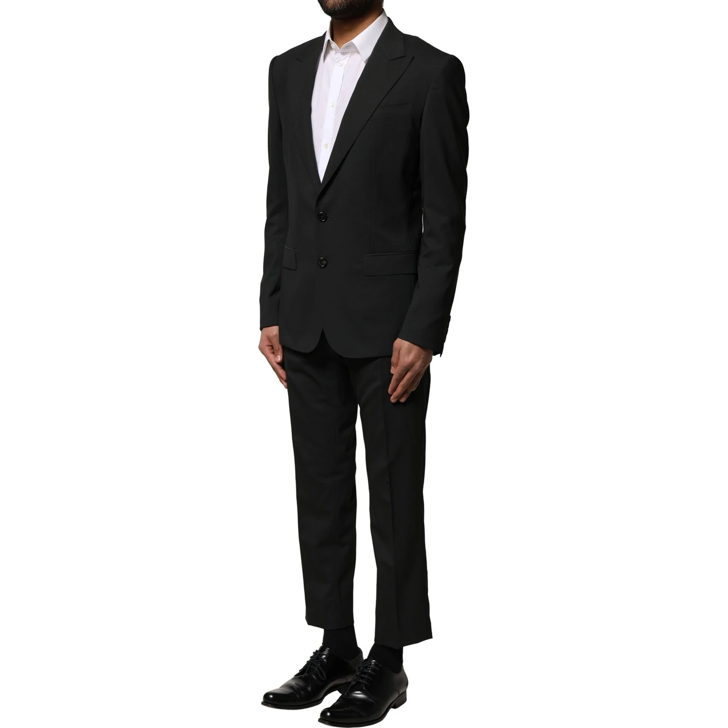 Black Wool 2 Piece Single Breasted Suit