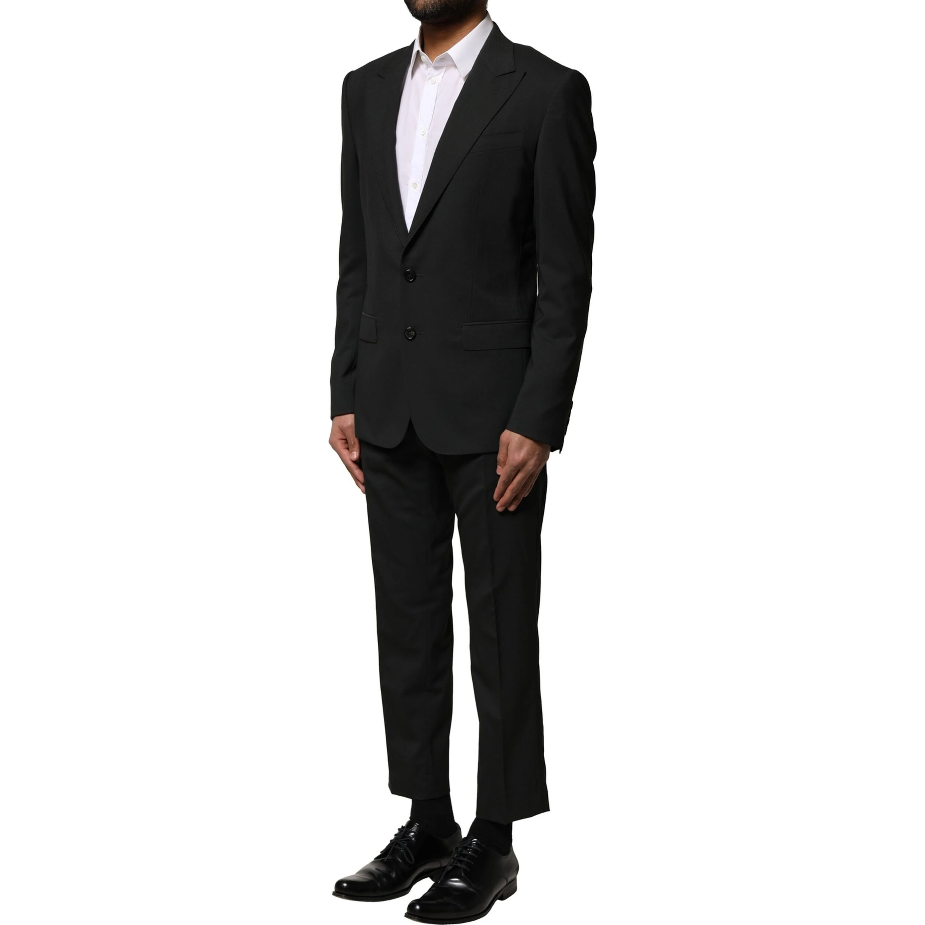 Black Wool 2 Piece Single Breasted Suit