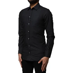 Black Cotton GOLD Long Sleeves Dress Shirt