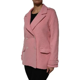 Pink Wool Double Breasted Blazer Coat Jacket