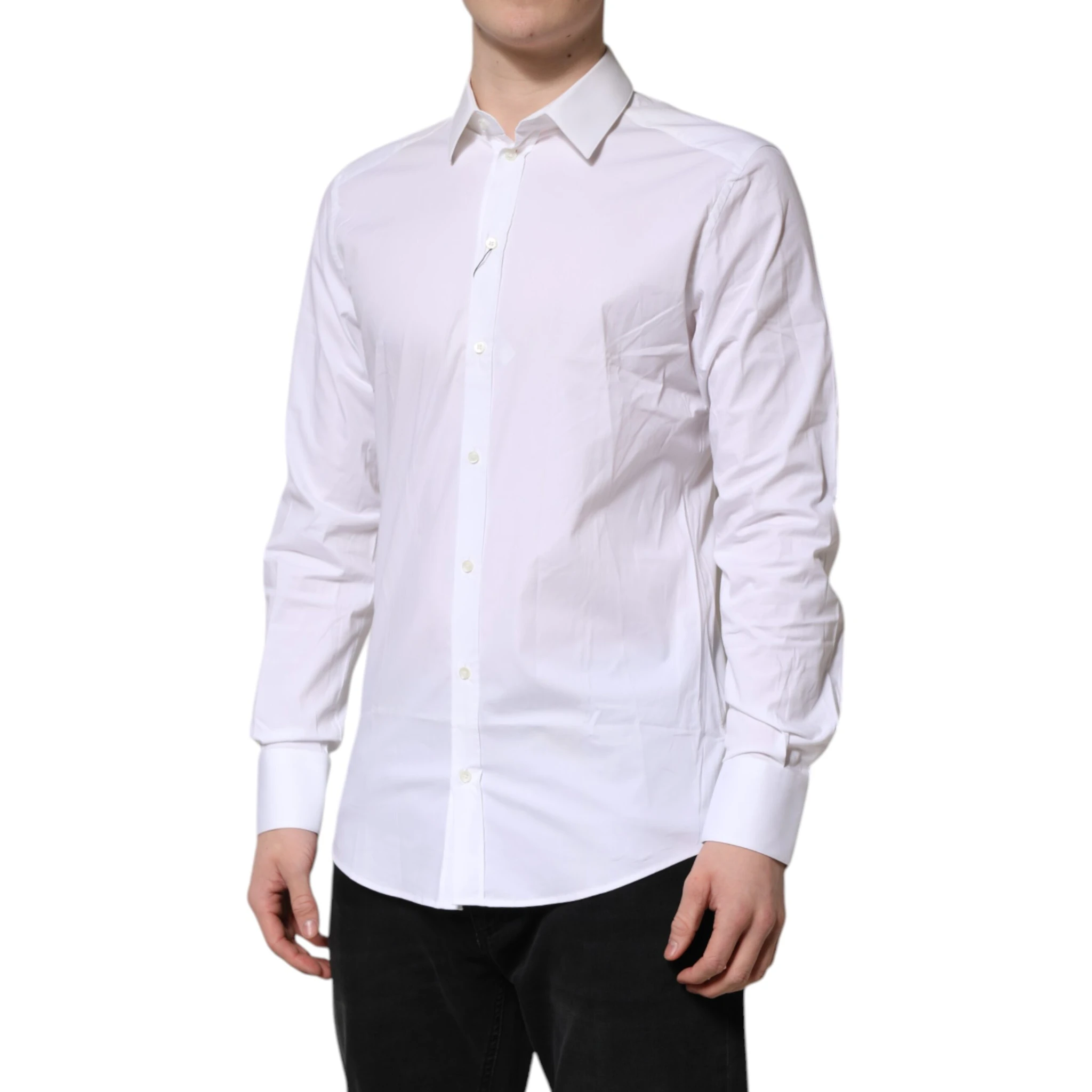 White GOLD Cotton Collared Dress Shirt Top