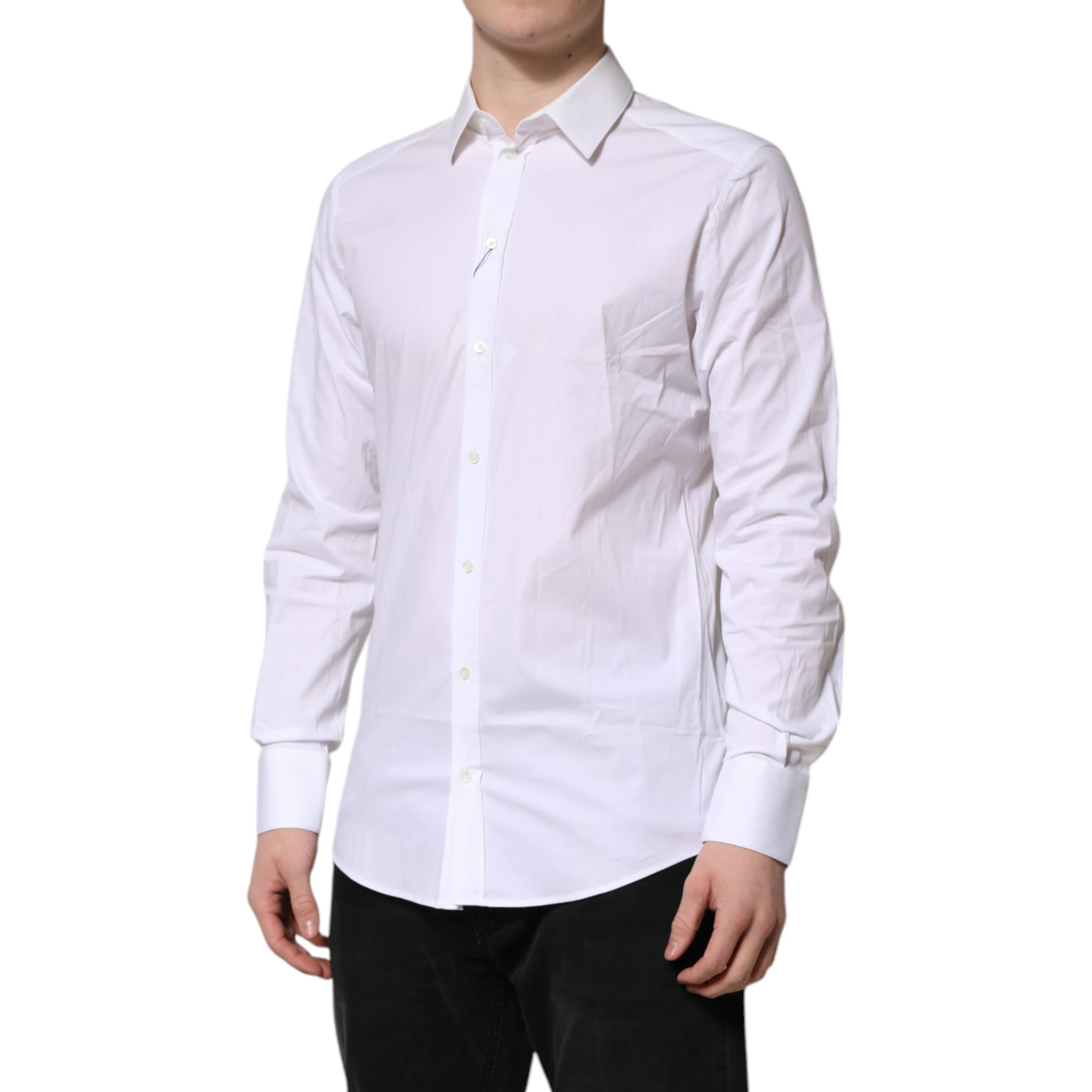 White GOLD Cotton Collared Dress Shirt Top