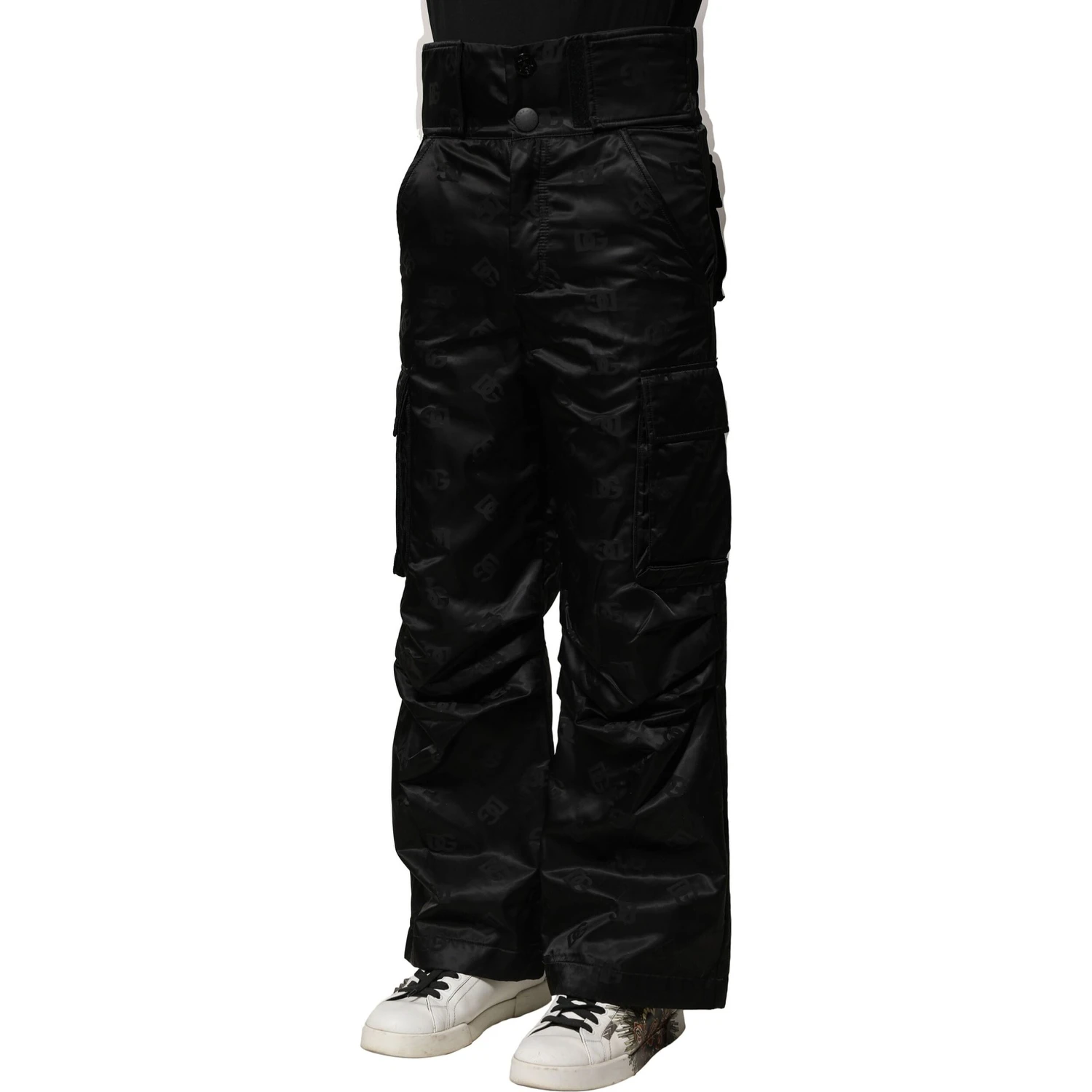 Black Nylon DG Logo Straight Pants