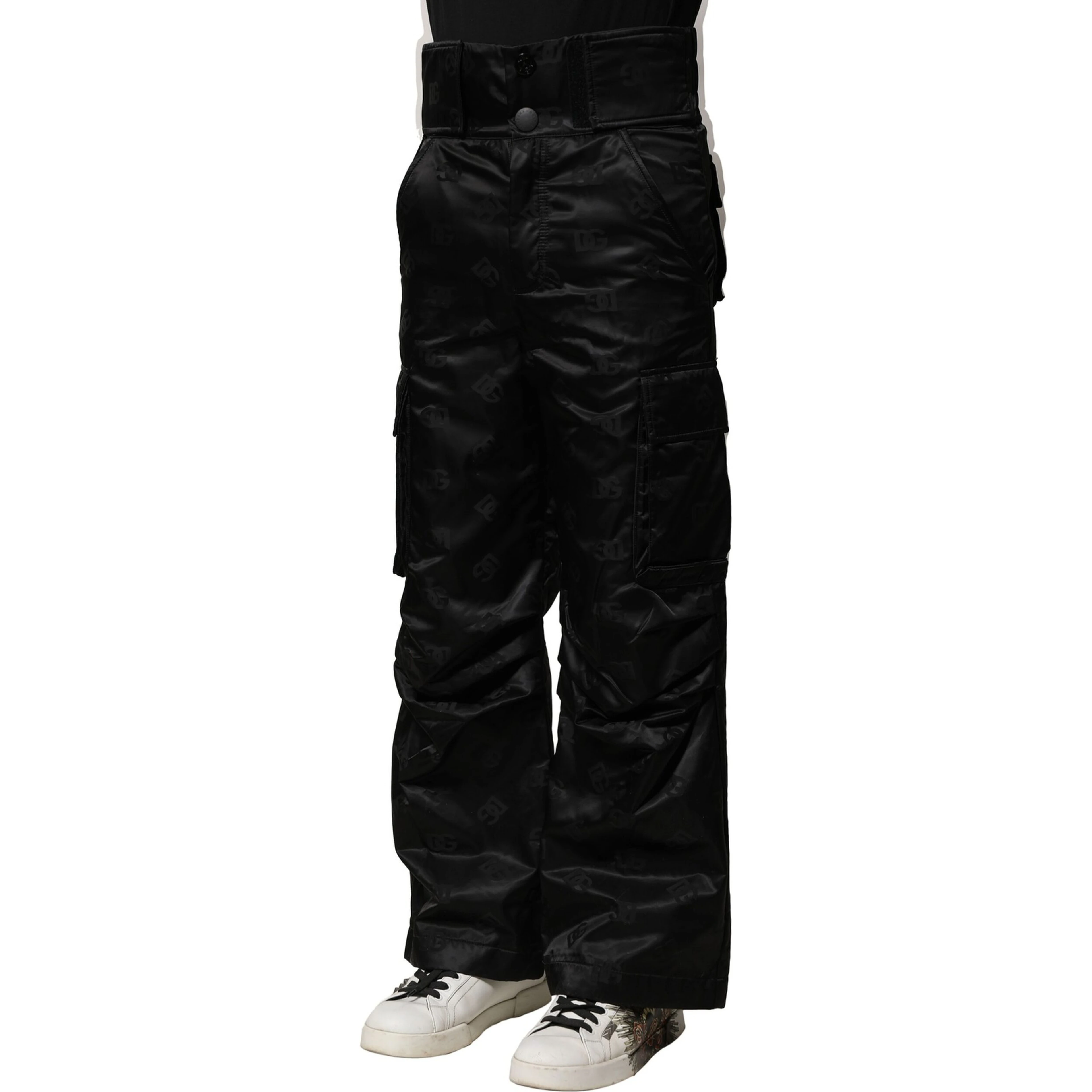 Black Nylon DG Logo Straight Pants