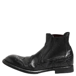 Black Leather Ankle Boots Slip On Shoes