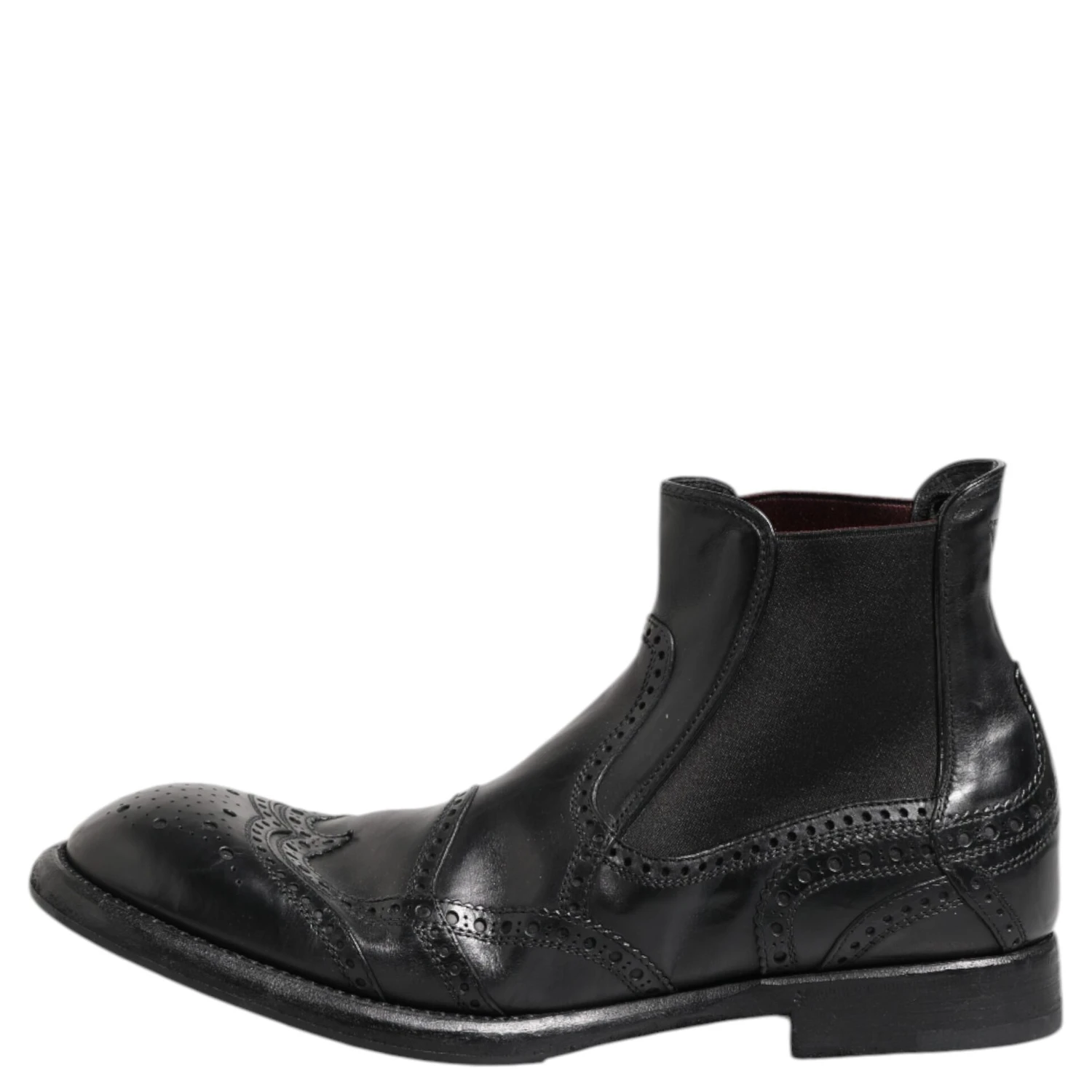 Black Leather Ankle Boots Slip On Shoes