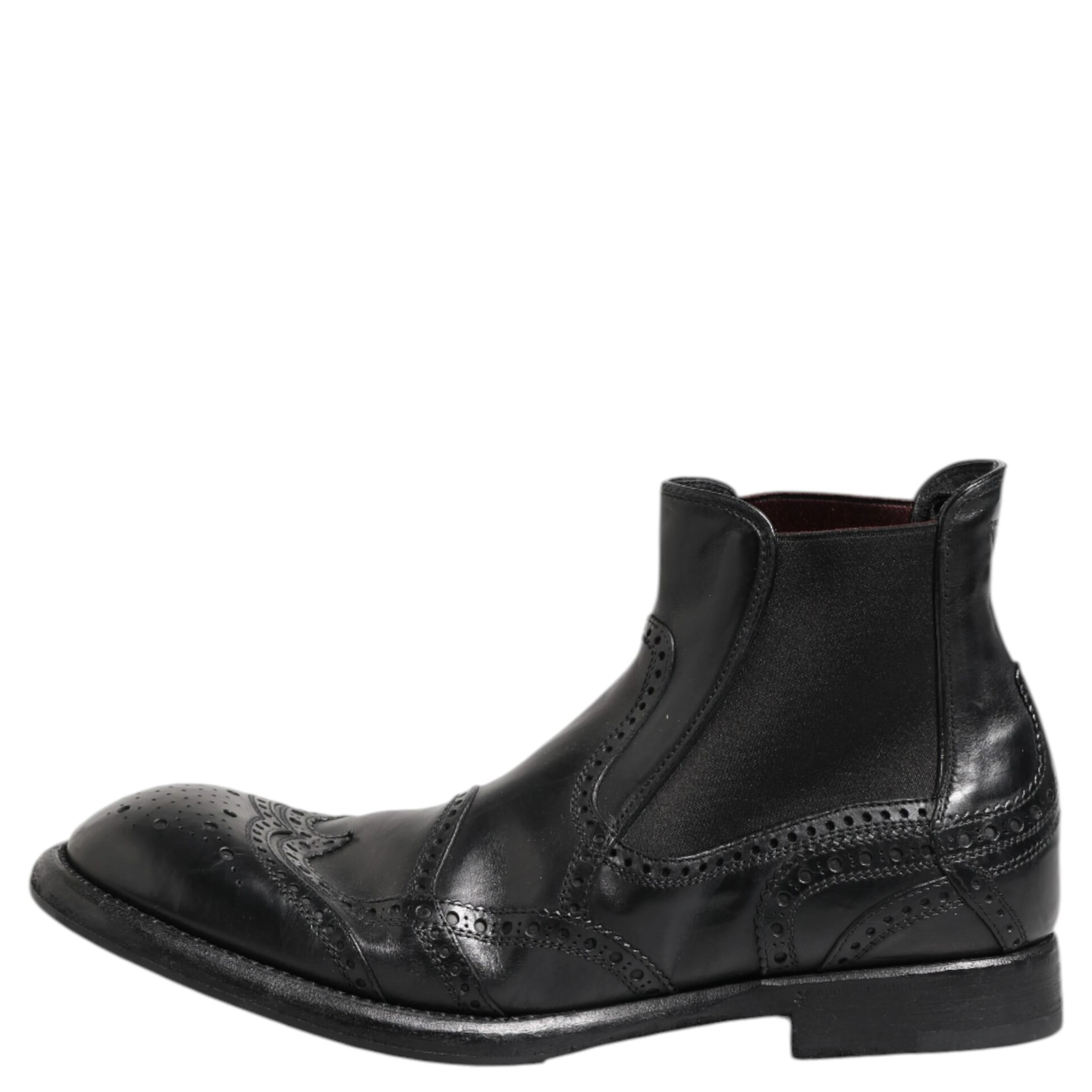 Black Leather Ankle Boots Slip On Shoes