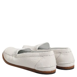 White Leather Loafers Moccasins Slip On Shoes