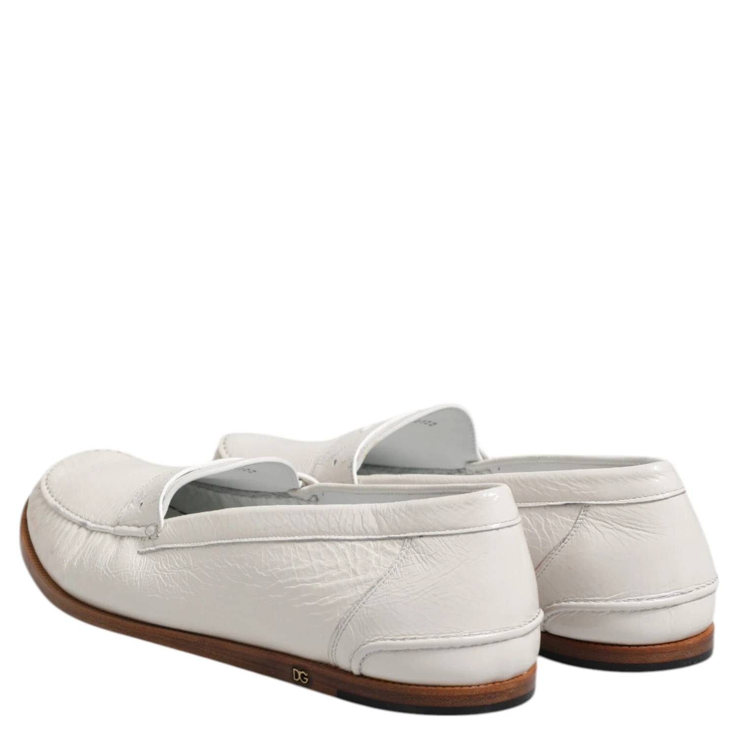 White Leather Loafers Moccasins Slip On Shoes