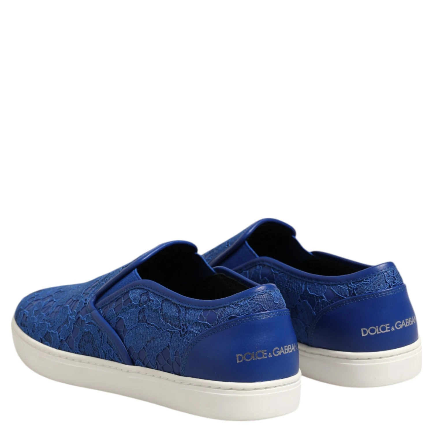 Blue Leather Lace Slip On Sneaker Shoes