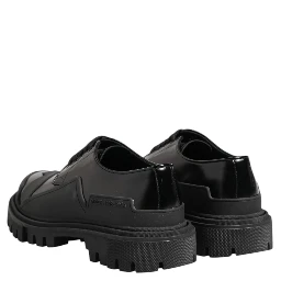Black Patent Leather Trekking Derby Shoes
