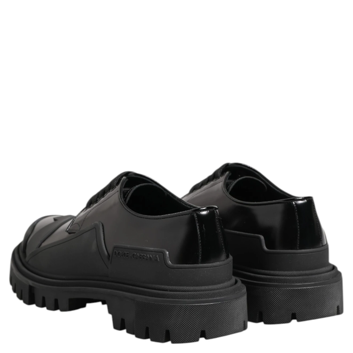 Black Patent Leather Trekking Derby Shoes