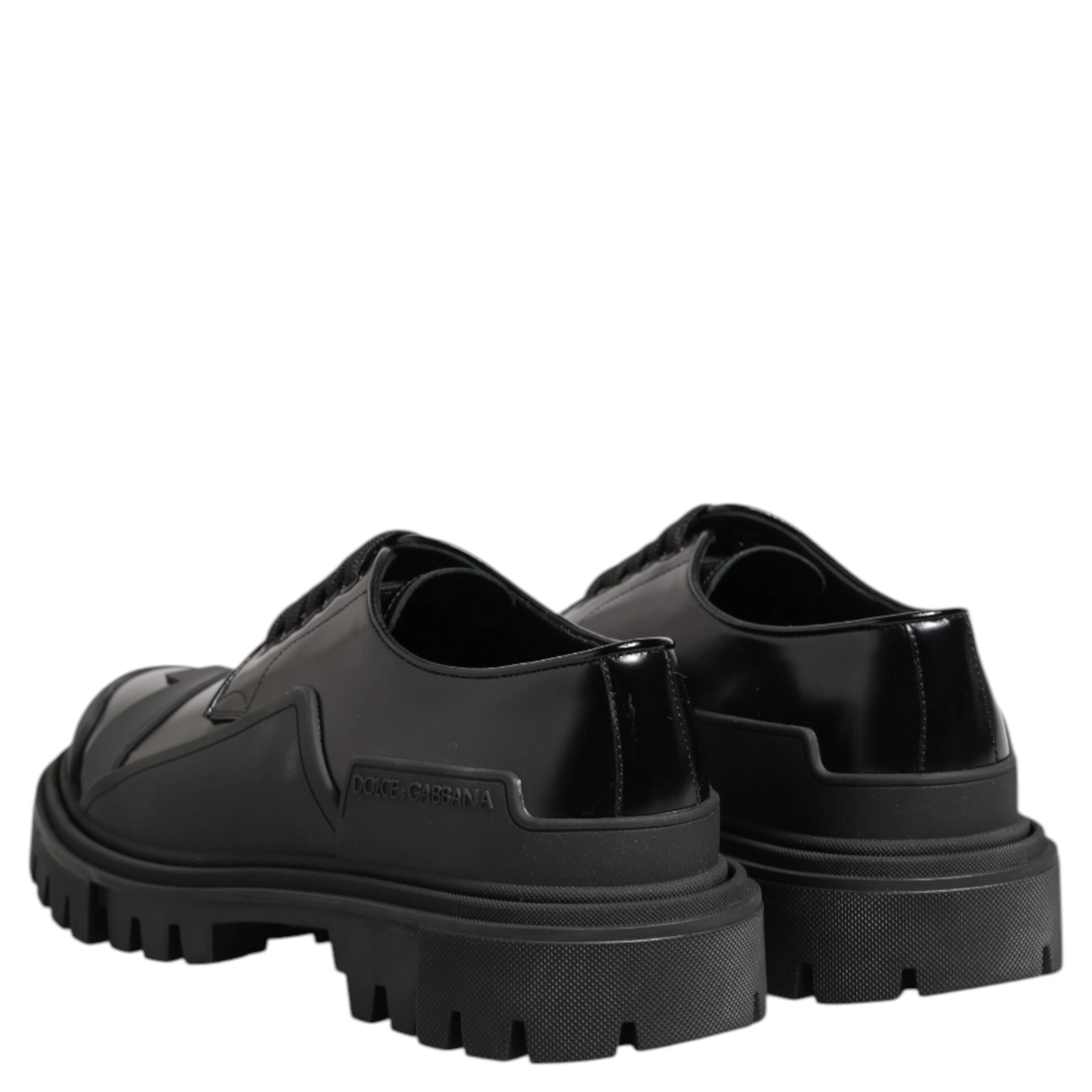 Black Patent Leather Trekking Derby Shoes