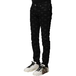 Black Cotton DG Logo Skinny Men Denim Jeans