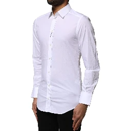 White Cotton GOLD Long Sleeves Dress Shirt