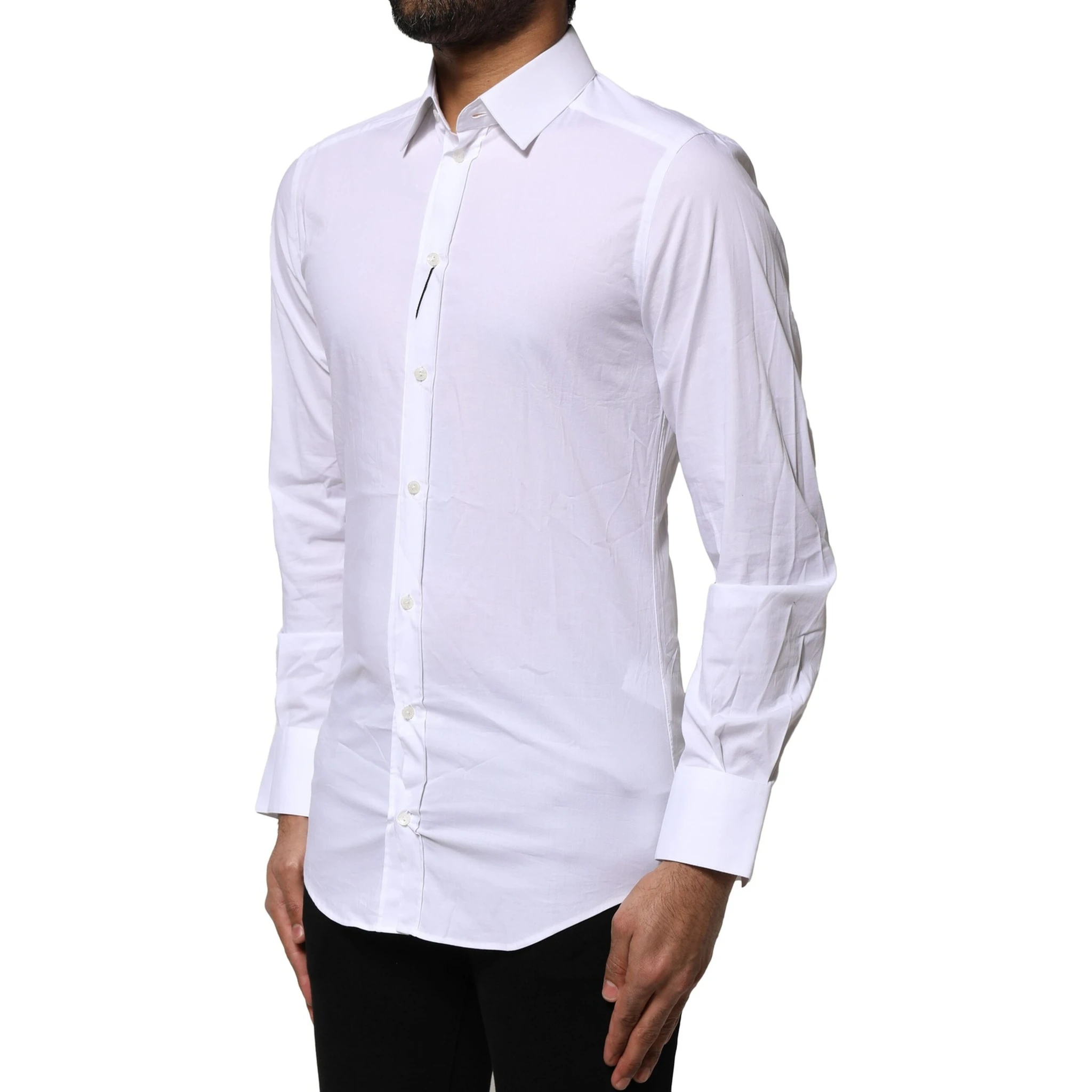 White Cotton GOLD Long Sleeves Dress Shirt