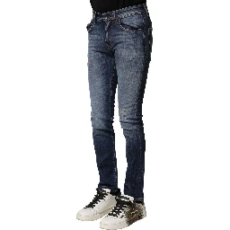 Blue Washed Cotton Slim Fit Men Denim Jeans