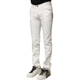 White Cotton Skinny Men Denim Jeans