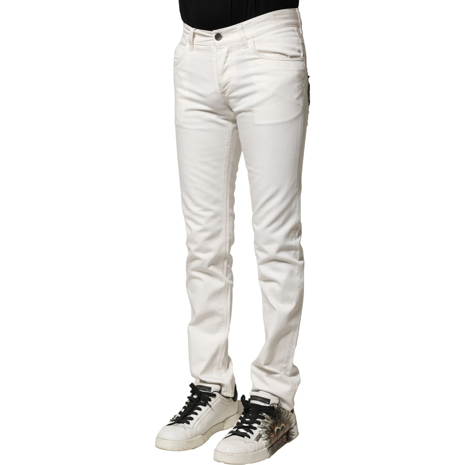 White Cotton Skinny Men Denim Jeans