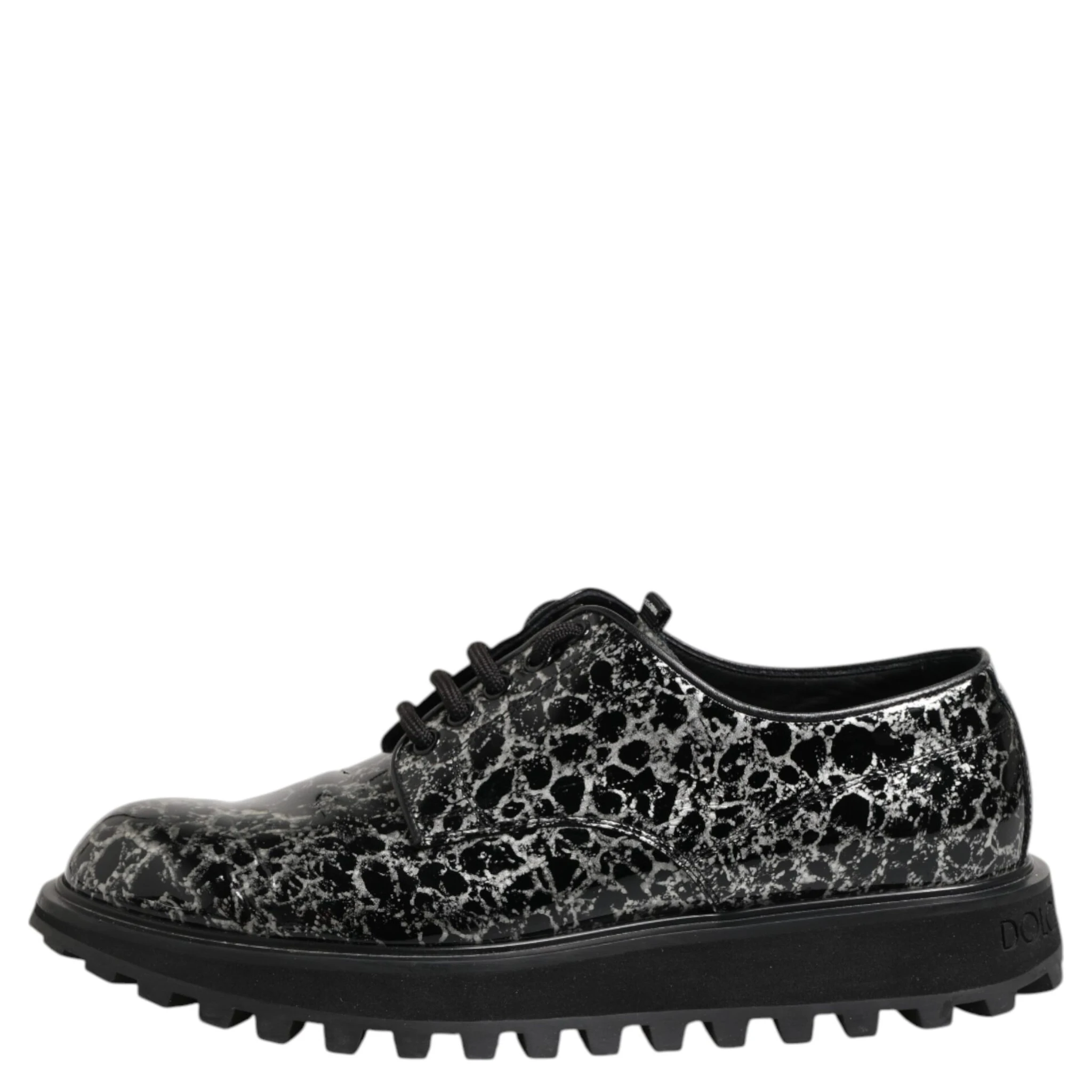 Black White Calfskin Chunky Derby Shoes