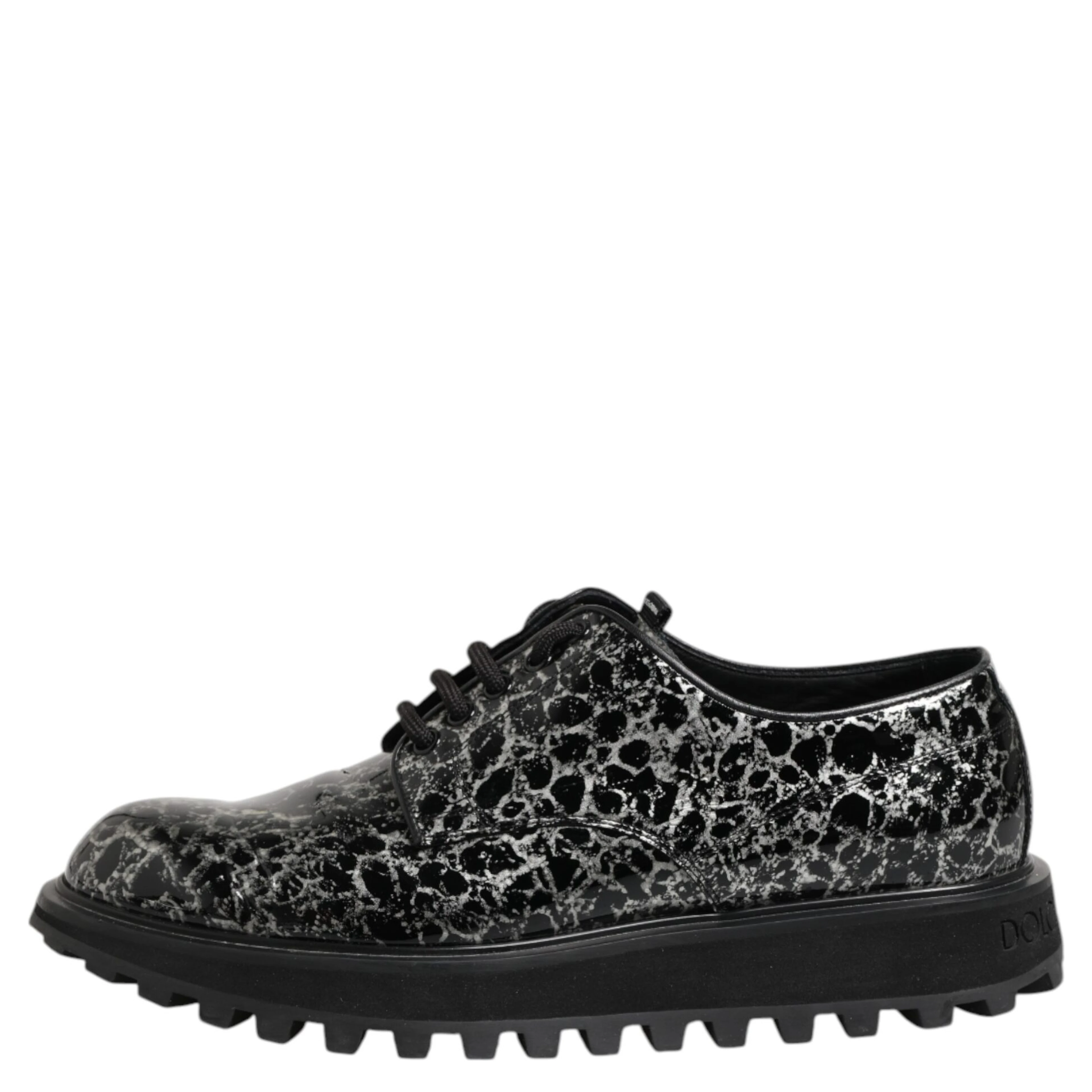 Black White Calfskin Chunky Derby Shoes