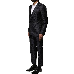 Black Jacquard 3 Piece Single Breasted Suit