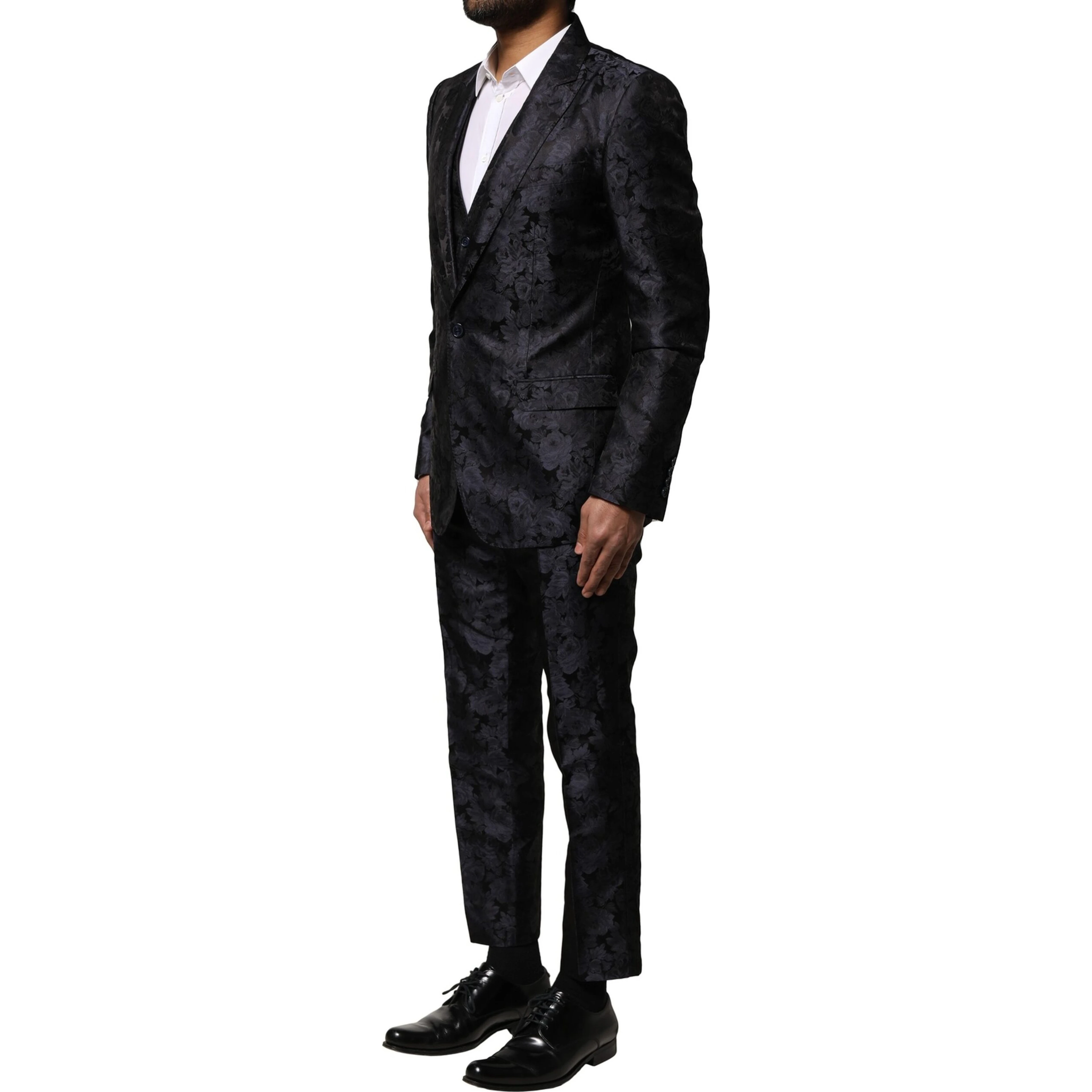 Black Jacquard 3 Piece Single Breasted Suit
