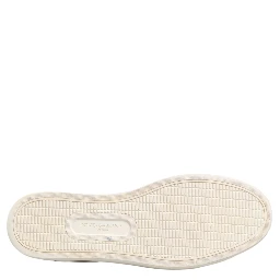 White Leather Printed Low Top Sneakers Shoes