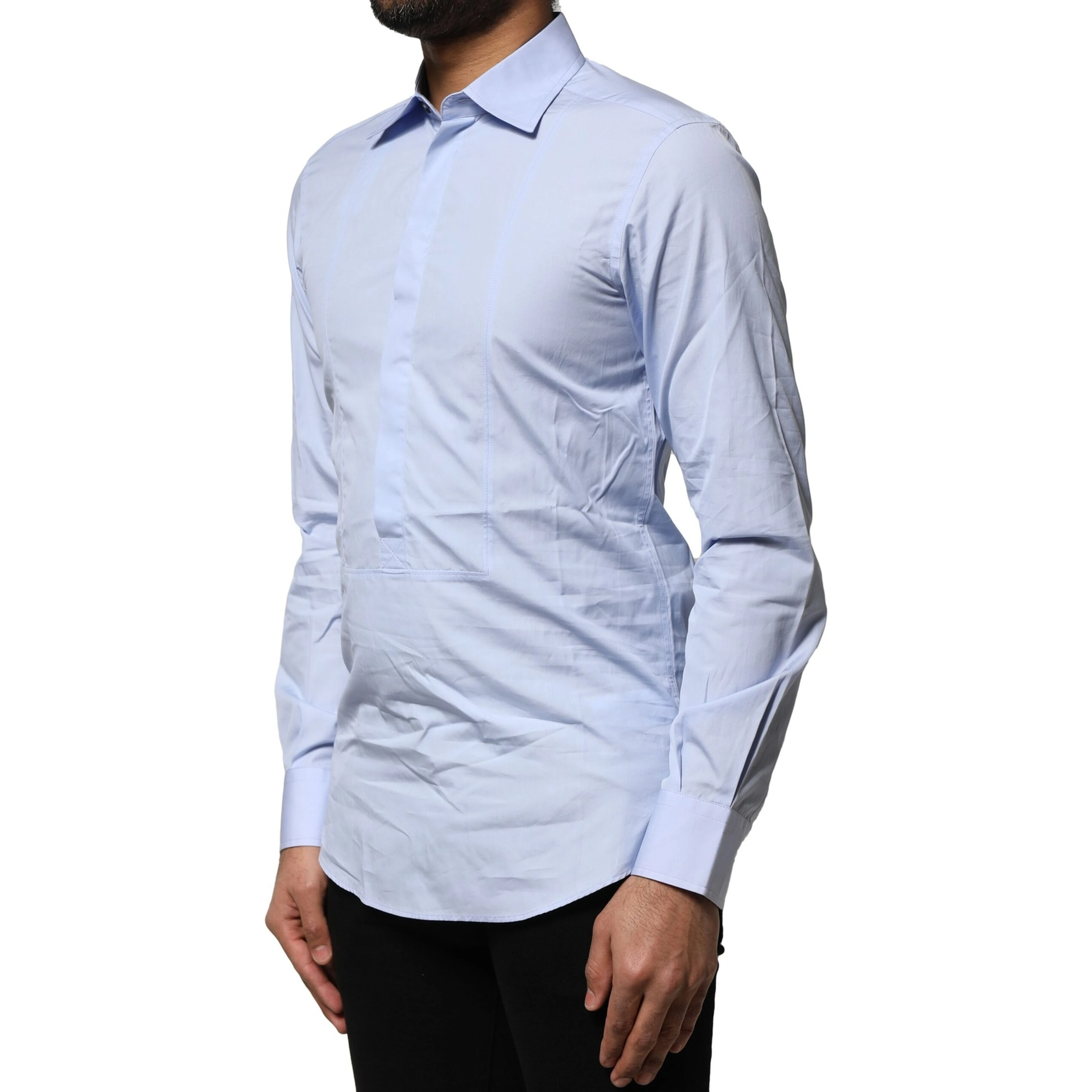Light Blue Cotton Long Sleeves Dress Shirt