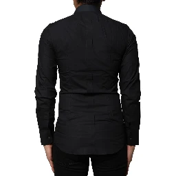 Black Cotton GOLD Long Sleeves Dress Shirt
