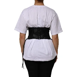 Black Cotton Waist LaceUp Strap Corset Belt