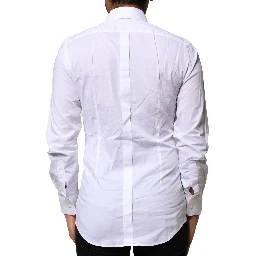 White Cotton GOLD Long Sleeves Dress Shirt