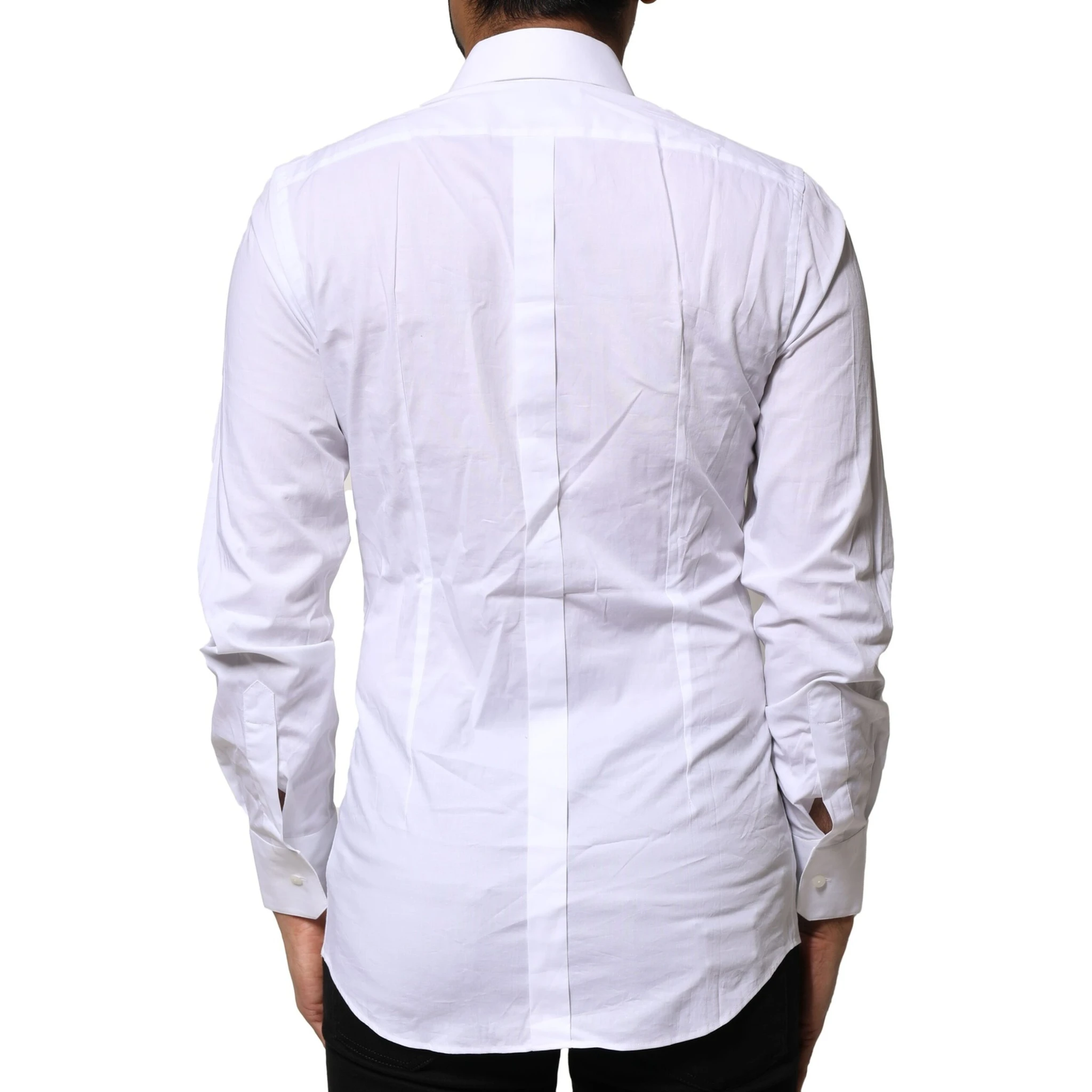 White Cotton GOLD Long Sleeves Dress Shirt