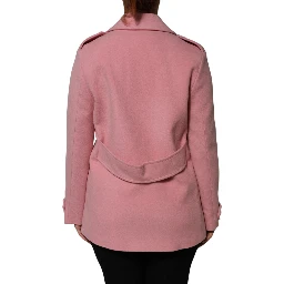 Pink Wool Double Breasted Blazer Coat Jacket