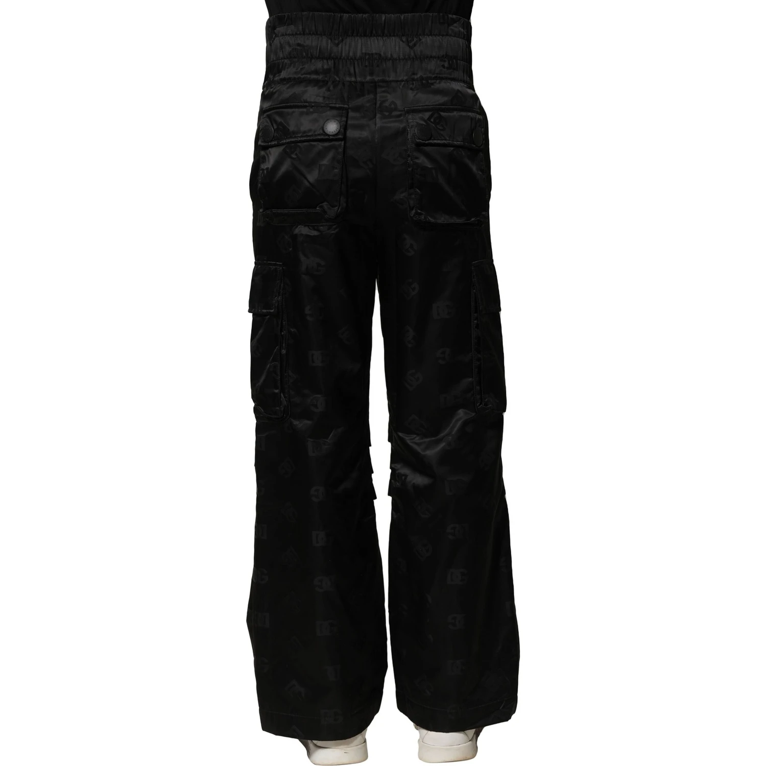 Black Nylon DG Logo Straight Pants